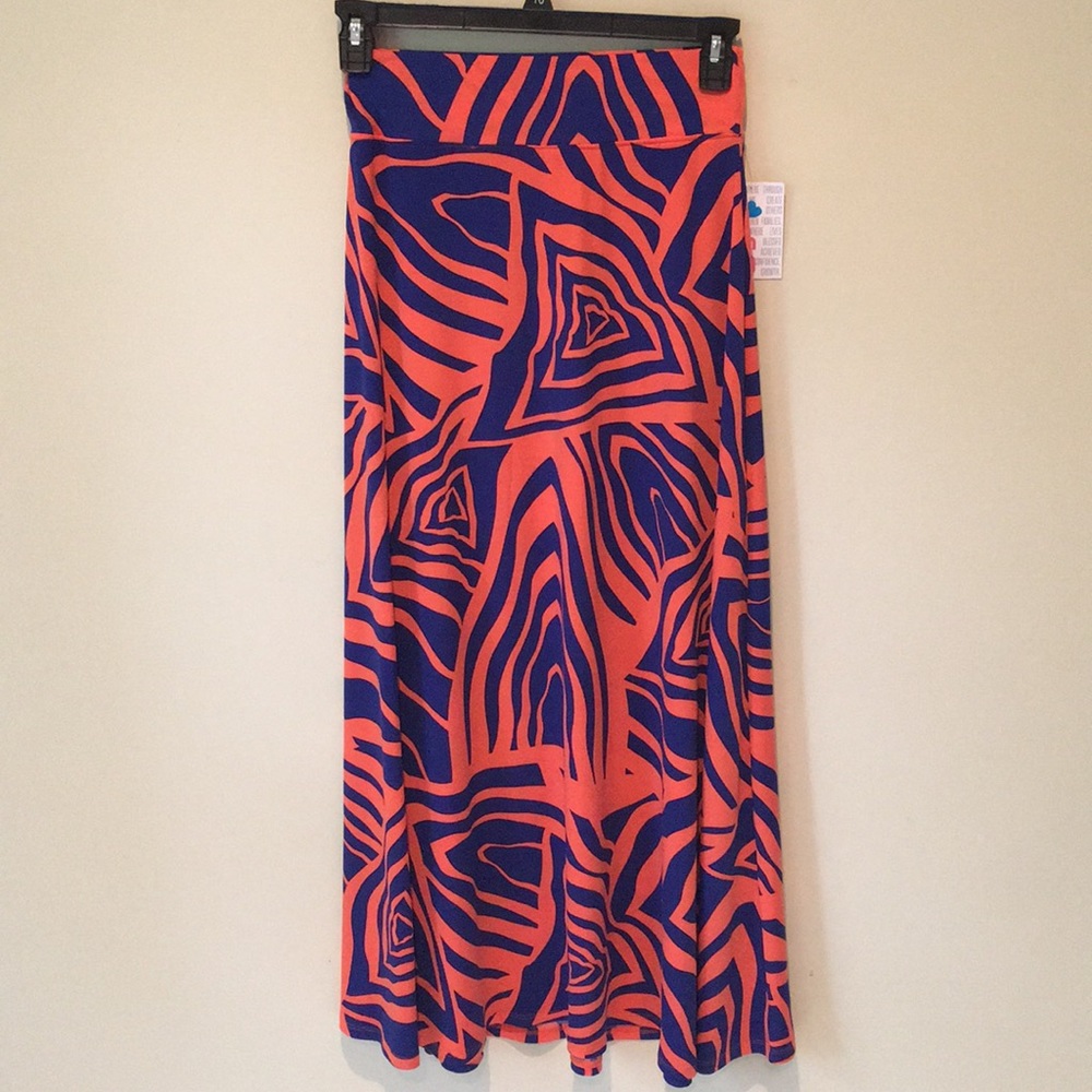 NWT Lularoe Maxi Skirt Size Small Coral & Blue Sm